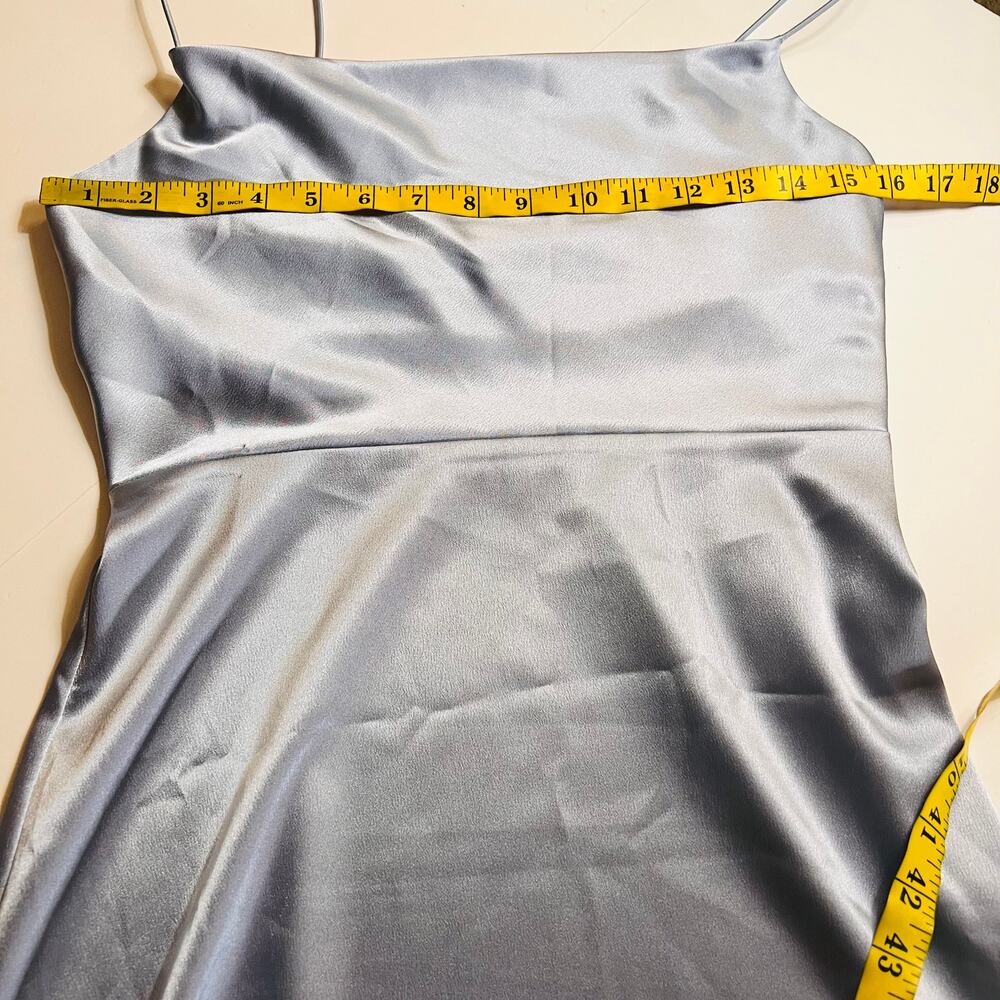 Topshop Satin Cowl Neck Spagetti Strap Dress Size 2 Light Blue - Picture 6 of 9